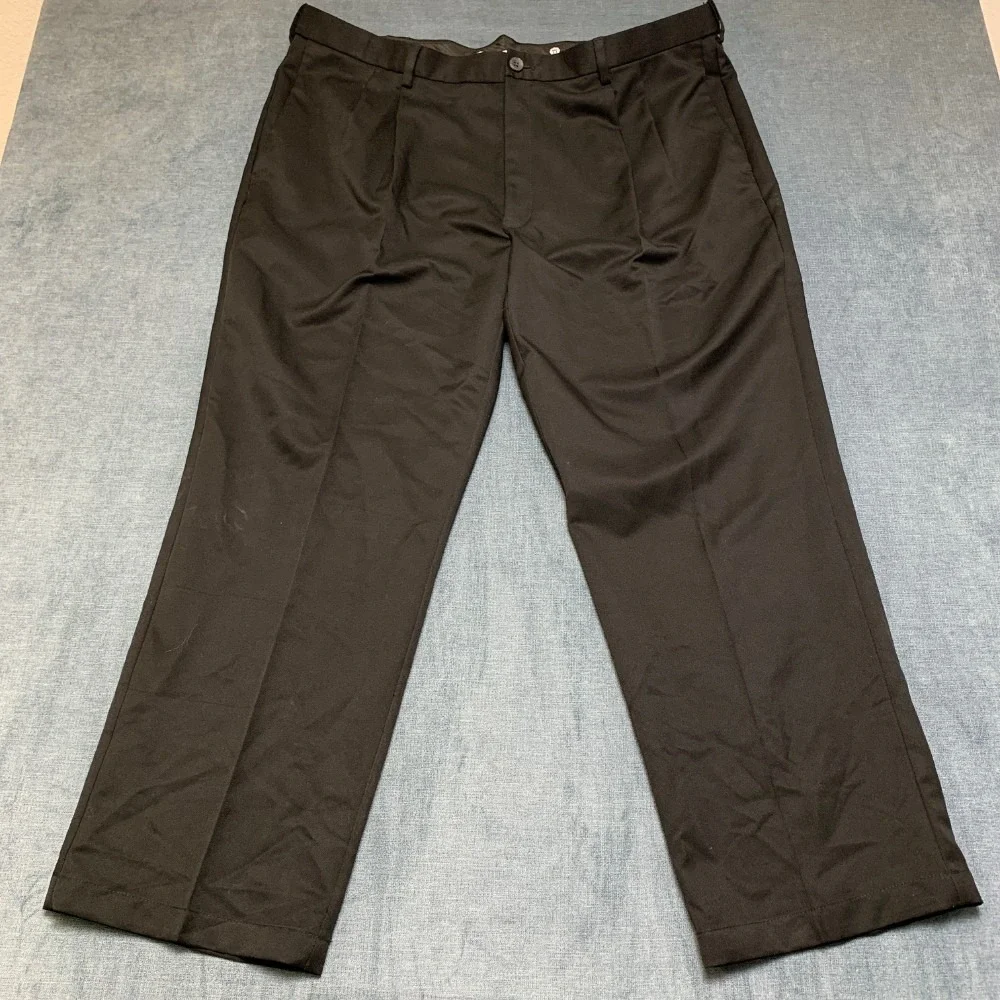 Haggar Clothing Cool 18 Dress Pants Mens 44x30 Black Formal Business Classic Fit